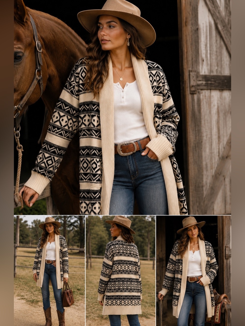 Chaps Southwestern Open Cardigan Sweater Size XL Equestrian Western Ranch Style